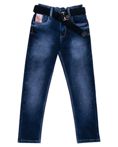 Boys Blue Washed Stretchable Solid Jeans