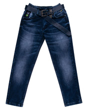 Load image into Gallery viewer, Boys Dark Blue Washed Stretchable Solid Jeans
