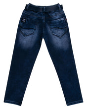 Load image into Gallery viewer, Boys Dark Blue Washed Stretchable Solid Jeans
