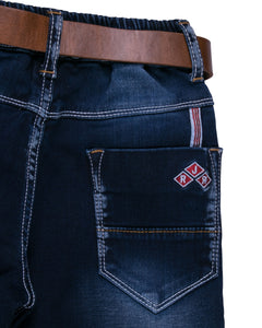 Boys Solid Stretchable Dark Blue Jeans