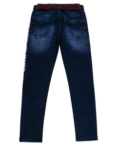 Boys Fashion Washed Dark Blue Jeans