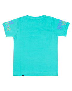 Blue Printed Round Neck T-Shirt