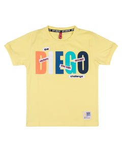 Boys Printed Round Neck Yellow T Shirt