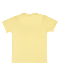 Boys Printed Round Neck Yellow T Shirt