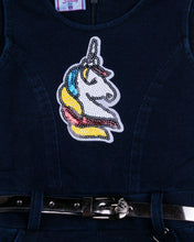 Load image into Gallery viewer, Girls Sequins Unicorn Blue Half Jump Suit
