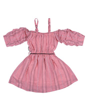 Load image into Gallery viewer, Girls Fashion Off Shoulder Peach Frock
