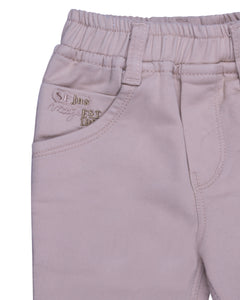 Boys Solid Stretchable Cream Jeans
