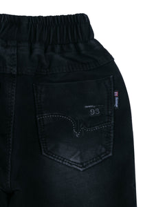 Boys Solid Black Denim Shorts