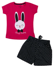 Load image into Gallery viewer, Girls Sleepy Bunny Printed Night Suit

