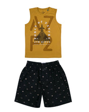 Load image into Gallery viewer, Boys Printed Sleeve Less Yellow Night Suit
