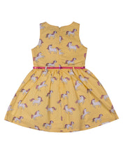 Load image into Gallery viewer, Girls Unicorn Printed Yellow Cotton Frock
