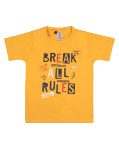 Boys Printed Yellow Round Neck T Shirt
