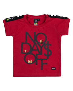 Boys Printed Red Round Neck T Shirt