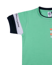 Load image into Gallery viewer, Boys Solid Printed Green T Shirt
