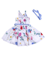 Load image into Gallery viewer, Girls Flower Printed White Fancy Frock
