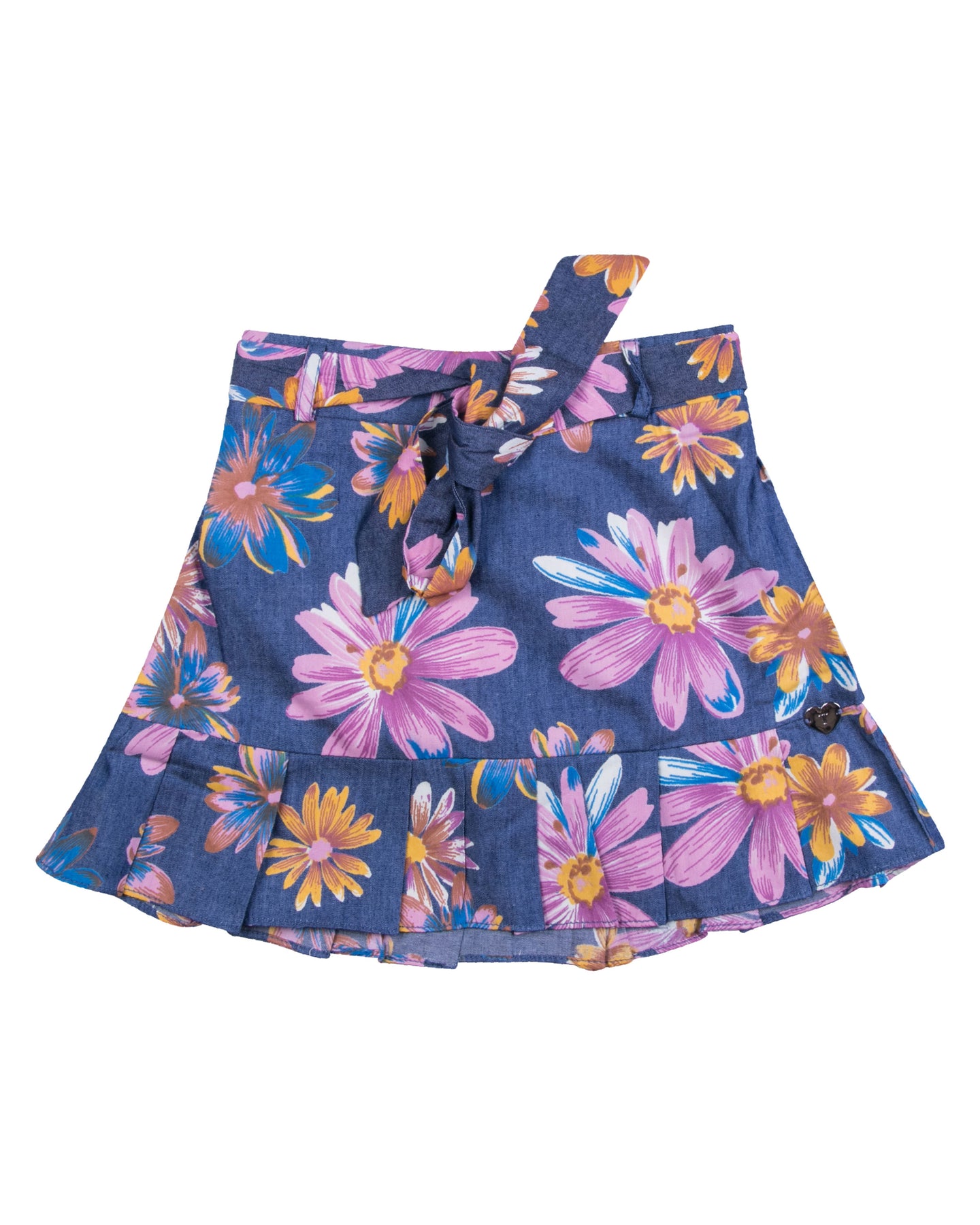 Girls Floral Printed Blue Short Skirt
