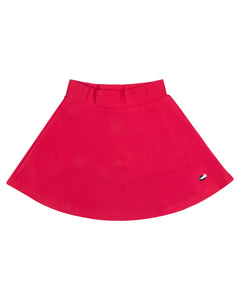 Girls Plain Stretchable Red Short Skirt