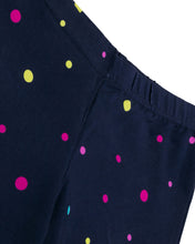 Load image into Gallery viewer, Girls Classic Multi Dotted Print Navy Blue Leggings
