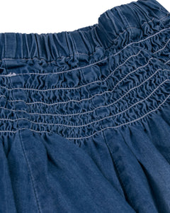 Girls Washed Blue Flared Denim Skirt