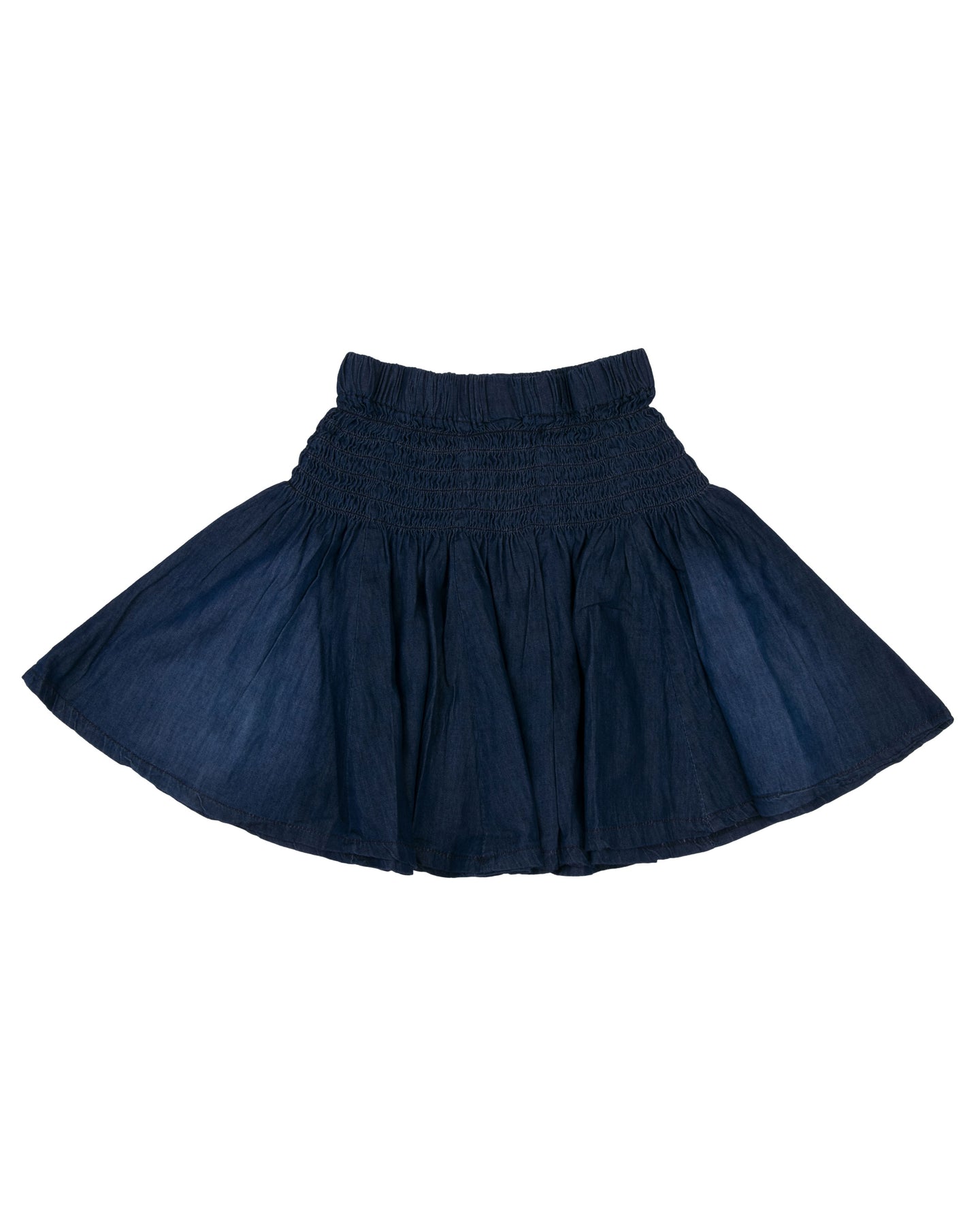 Girls Washed Dark Blue Flared Denim Skirt