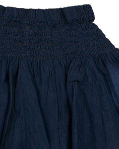 Girls Washed Dark Blue Flared Denim Skirt