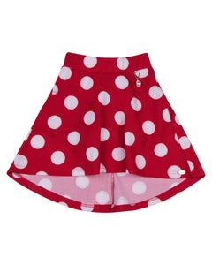 Girls Red Dotted Cotton Skirt