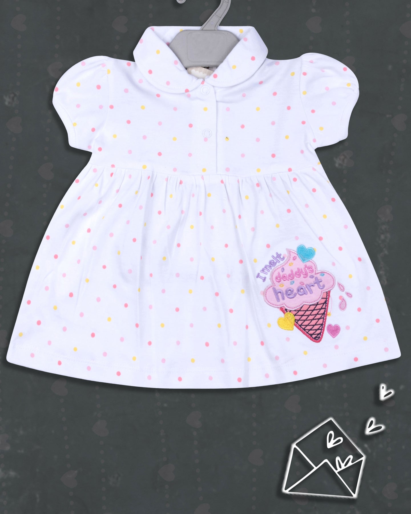 White Dotted Cotton Frock