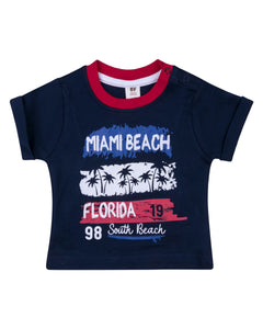 Boys Printed T Shirt With Red Shorts Baba Suit