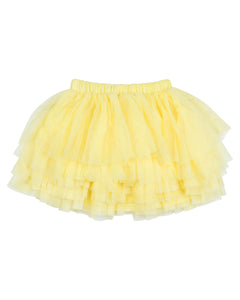 White and Yellow Flared Skirt Top