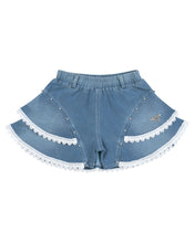 Load image into Gallery viewer, White And Blue Denim Top With Shorts

