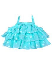 Load image into Gallery viewer, Girls Light Blue Frilly Top With Layered Skirt

