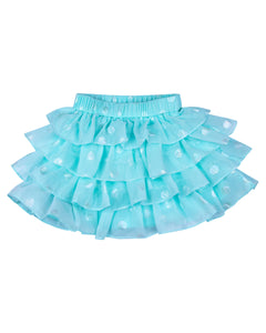 Girls Light Blue Frilly Top With Layered Skirt