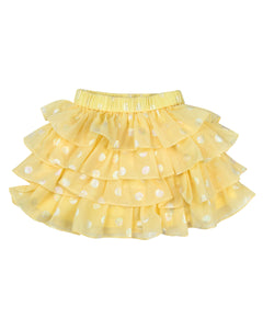 Girls  Yellow Frilly Top With Layered Skirt
