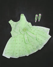 Load image into Gallery viewer, Girls Dotted Embellished Green Party Frock
