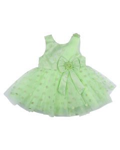 Girls Dotted Embellished Green Party Frock
