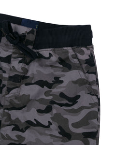 Boys Solid Army Printed Shorts