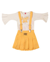 Load image into Gallery viewer, White &amp; Yellow Top &amp; Skirt Set
