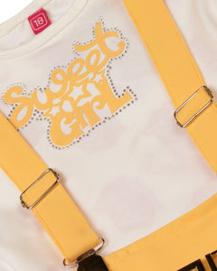 White & Yellow Top & Skirt Set