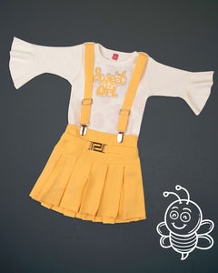 White & Yellow Top & Skirt Set