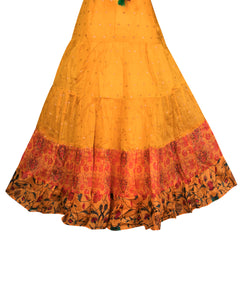 Yellow Printed Short-Sleeves Gown