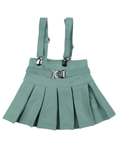 White & Green Skirt With Adjustable Belt