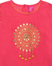 Load image into Gallery viewer, Girls Embroidered Tomato Kurti Set
