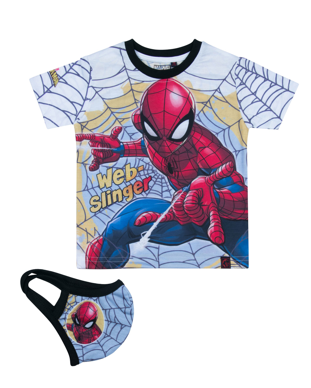 Spiderman Fancy T-shirt With Mask For Boys Black